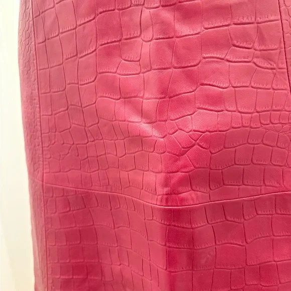 Alice and Olivia, NWT, swoon worthy crocodile deep red leather, silk lined skirt